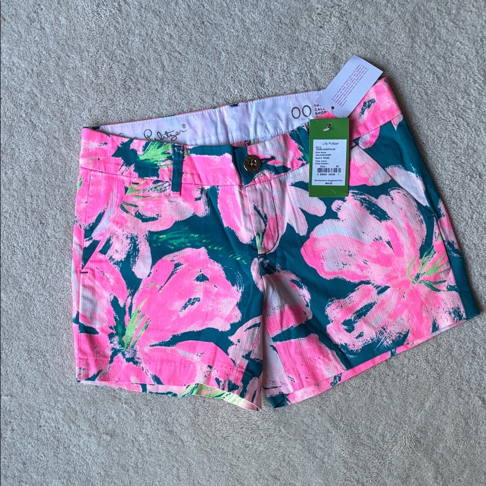 Lilly Pulitzer Pink and Green Floral Shorts - Picture 1 of 3